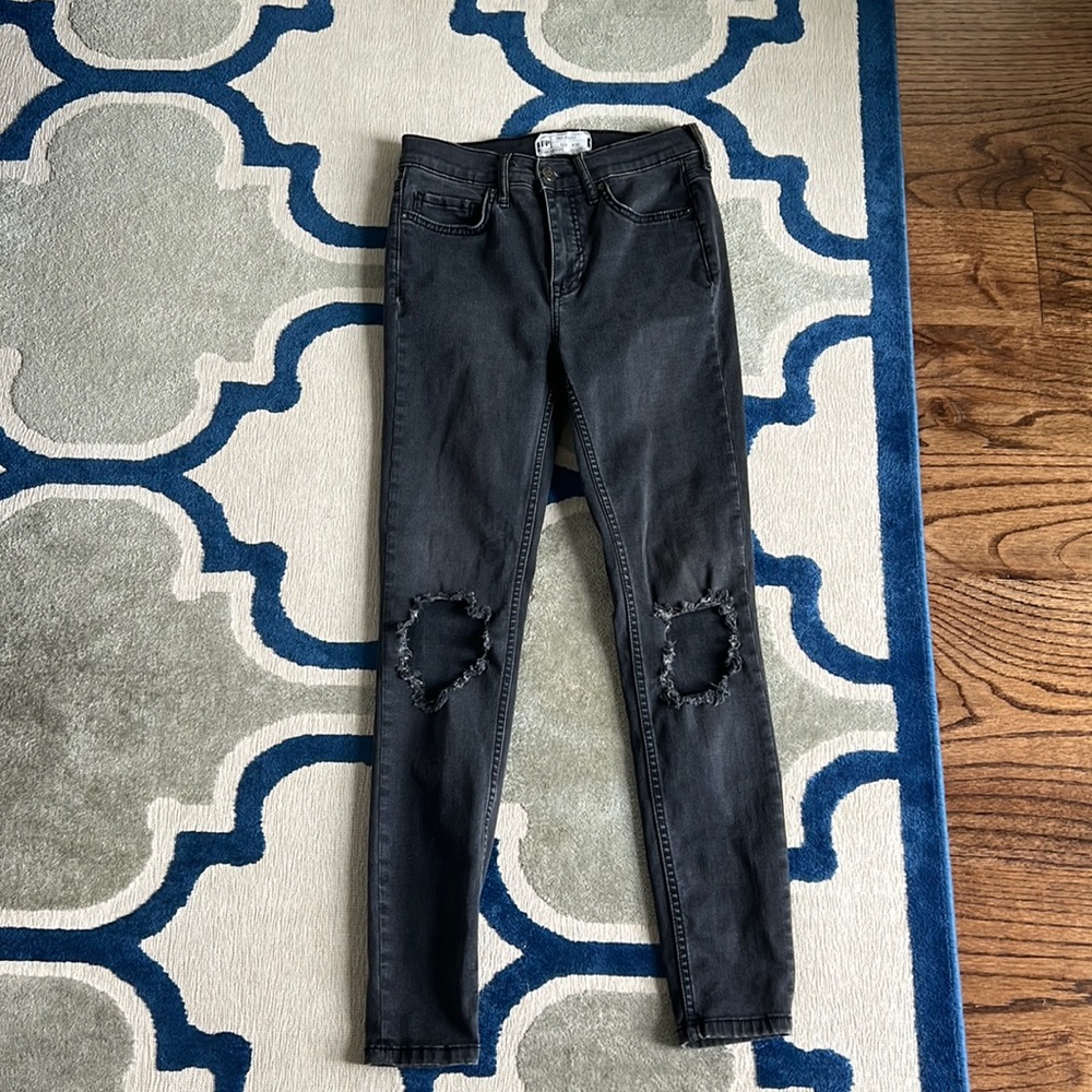 Free People black denim skinny jeans